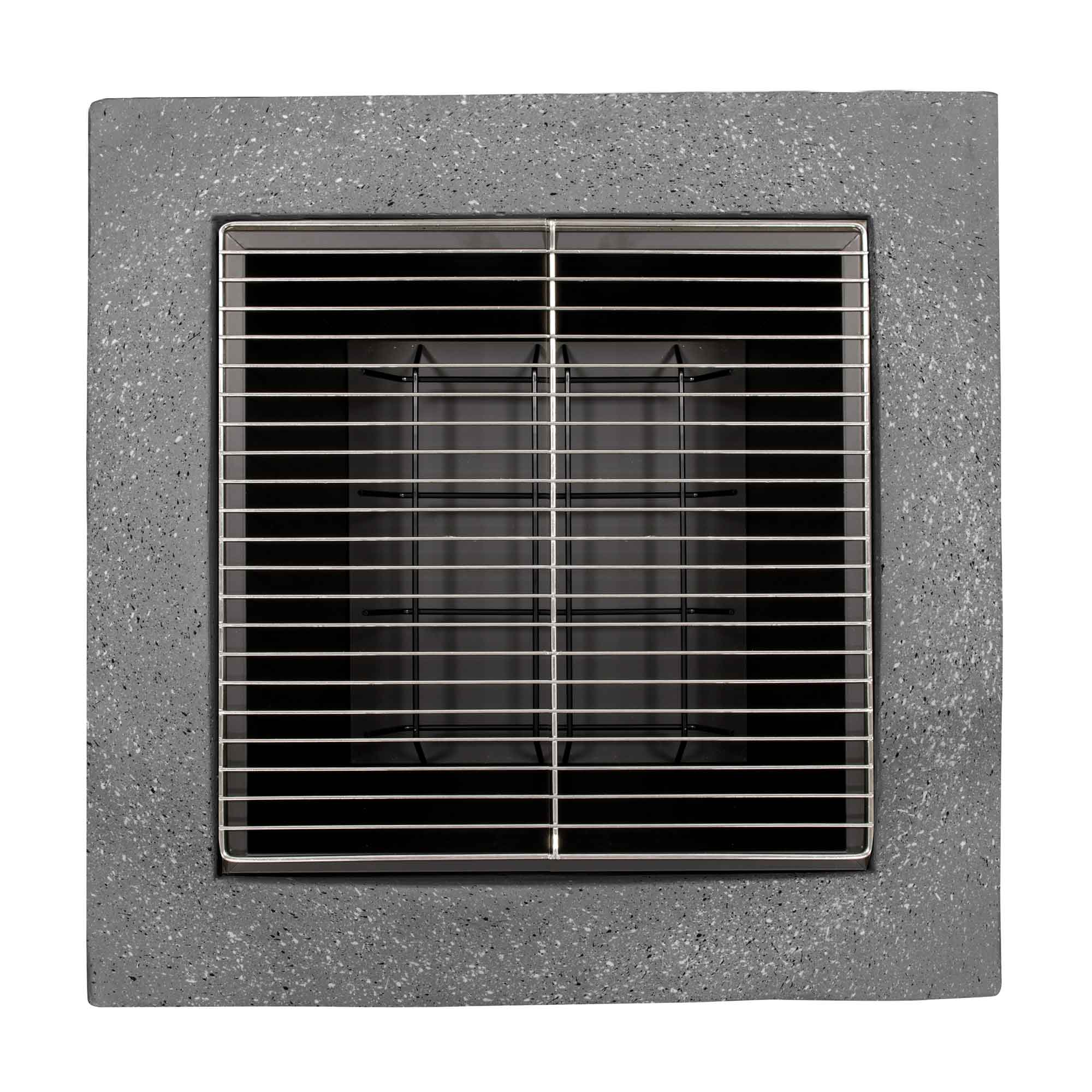 Dark Grey Square MgO Fire Pit with BBQ Grill, Safety Mesh Screen & Fire Poker - Outdoor Camping, Backyard Bonfire, Patio Heating & Grilling