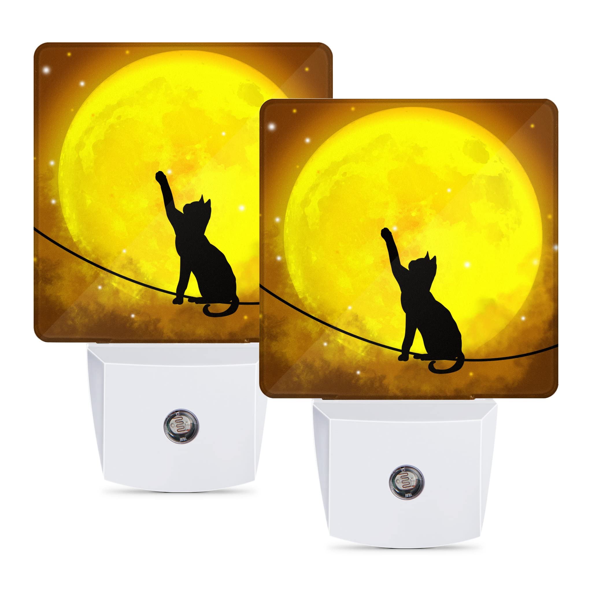 Smart Auto Dusk to Dawn Sensor LED Night Light Plug in - 2 Pack Decorative Nightlights with Auto On/Off for Bedroom, Bathroom, Kitchen, Hallway, Stairs - Perfect for Nighttime Safety and Cat Lovers