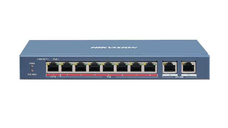 Hikvision DS-3E0310HP-E 10-Port PoE Switch for IP Cameras - Ideal for Home Security and Surveillance Systems