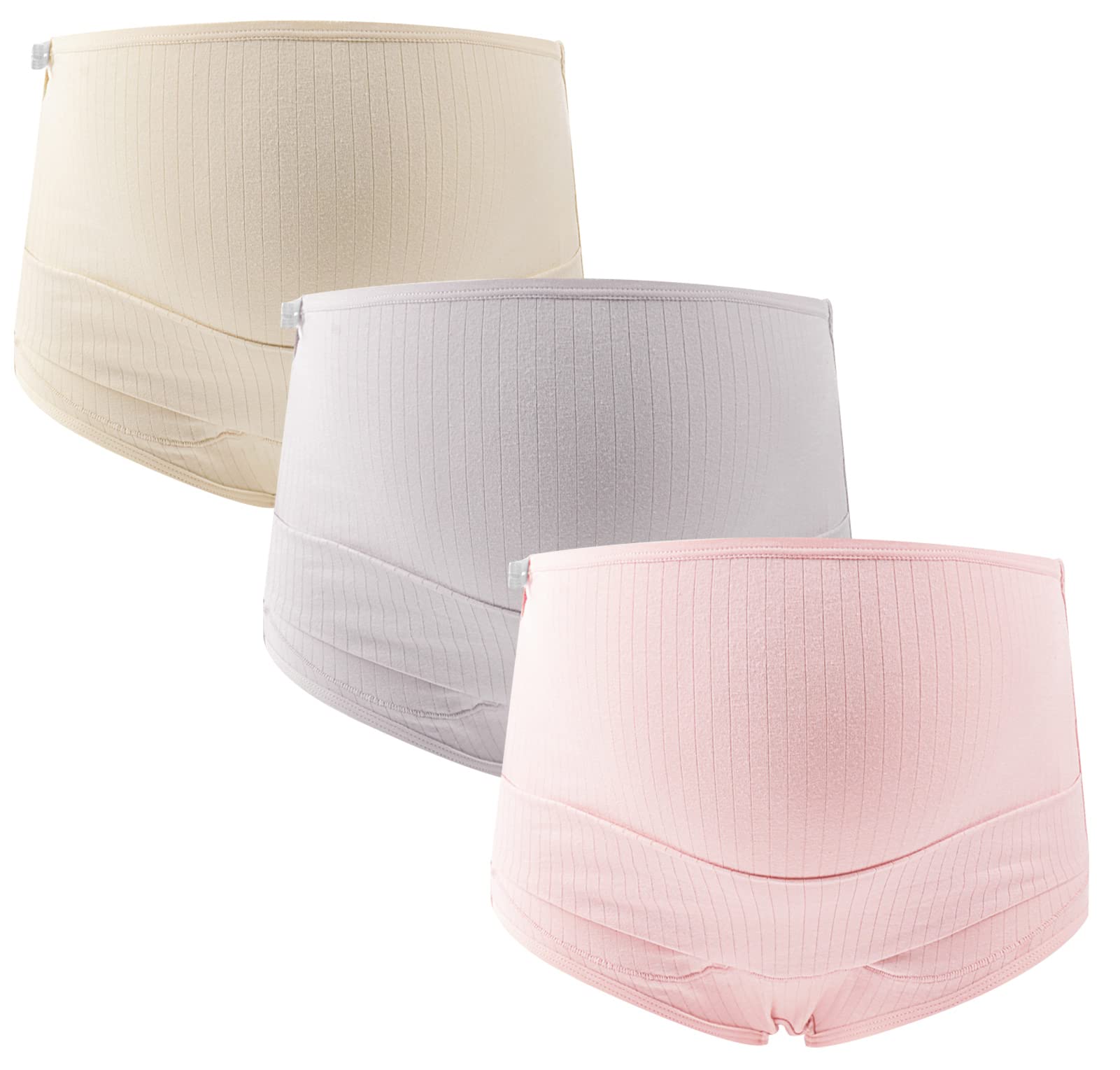 FEOYA Women's Maternity Underwear - Over Bump Cotton Pregnancy Panties, Plus Size High Waist Seamless Briefs (3 Pack) - Comfortable for Sleeping, Daily Wear & Postpartum Recovery