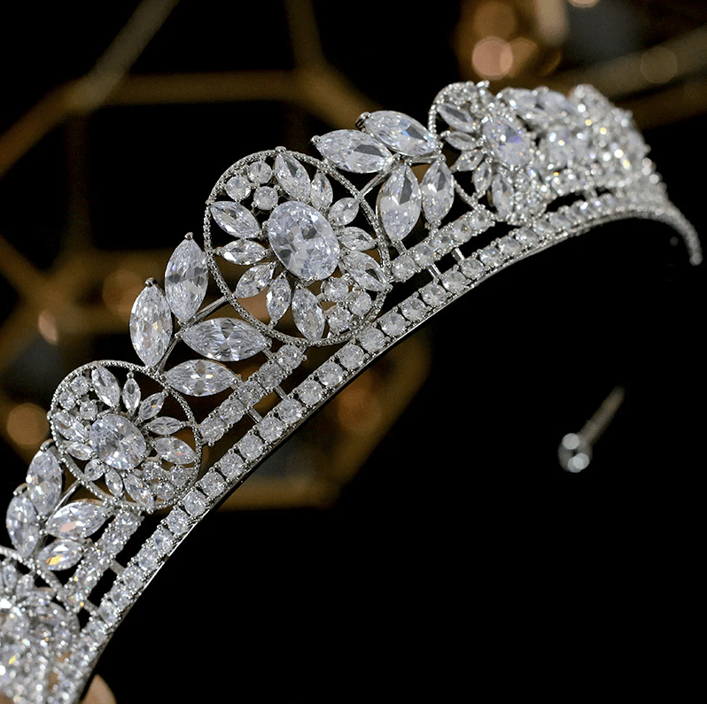 Adelaide Luxury Platinum Plated Tiara - Elegant Wedding Crown for Brides, Prom Queens & Pageants | Perfect for Special Occasions & Photo Shoots