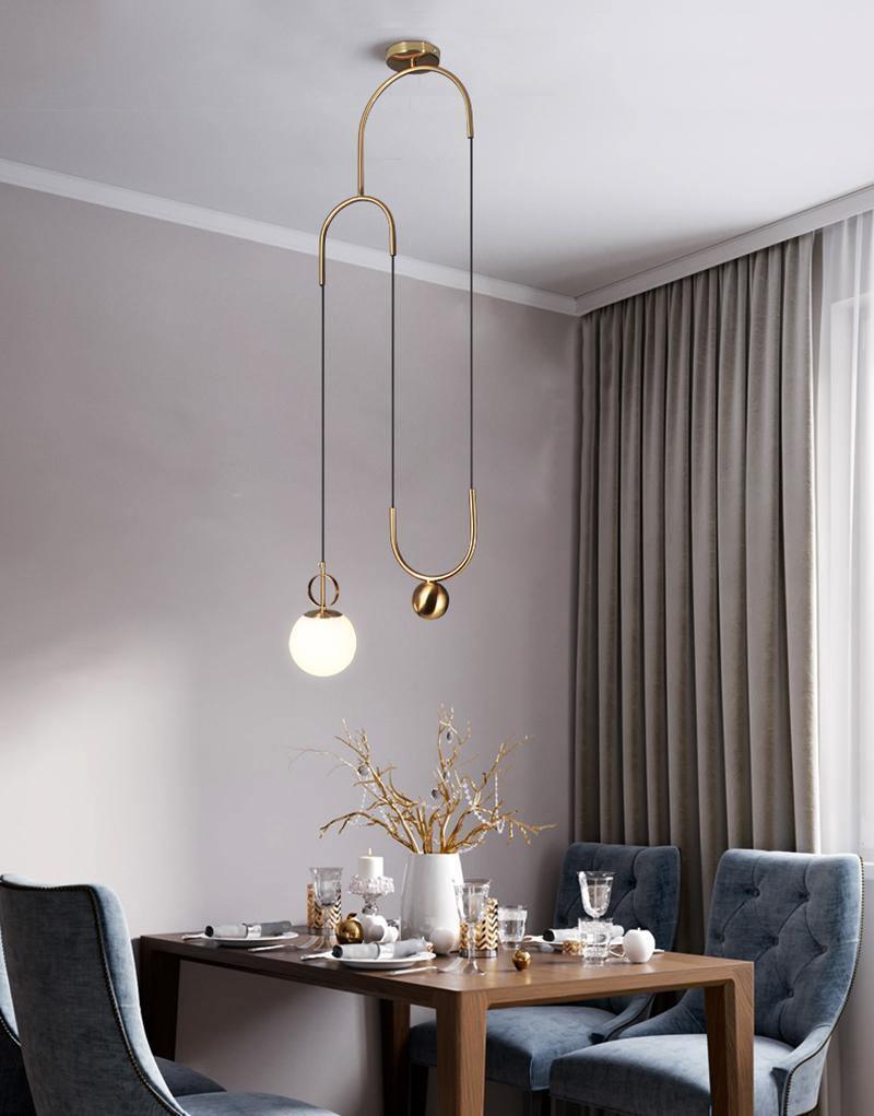 Modern Glass Ball Pendant Light - Elegant Hanging Chandelier for Dining Room, Kitchen Island & Bedroom Lighting - Dimmable LED Ceiling Fixture