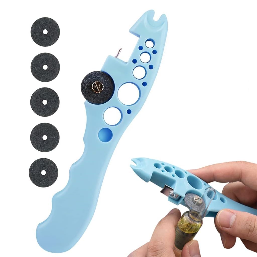 VOLDOT Ampule Breaker - 5 Replaceable Grinding Wheels for Safe & Easy Ampoule Opening | Home & Medical Use | Multi-Color (1pc) | Perfect for Pharmacy, Lab & First Aid Kits