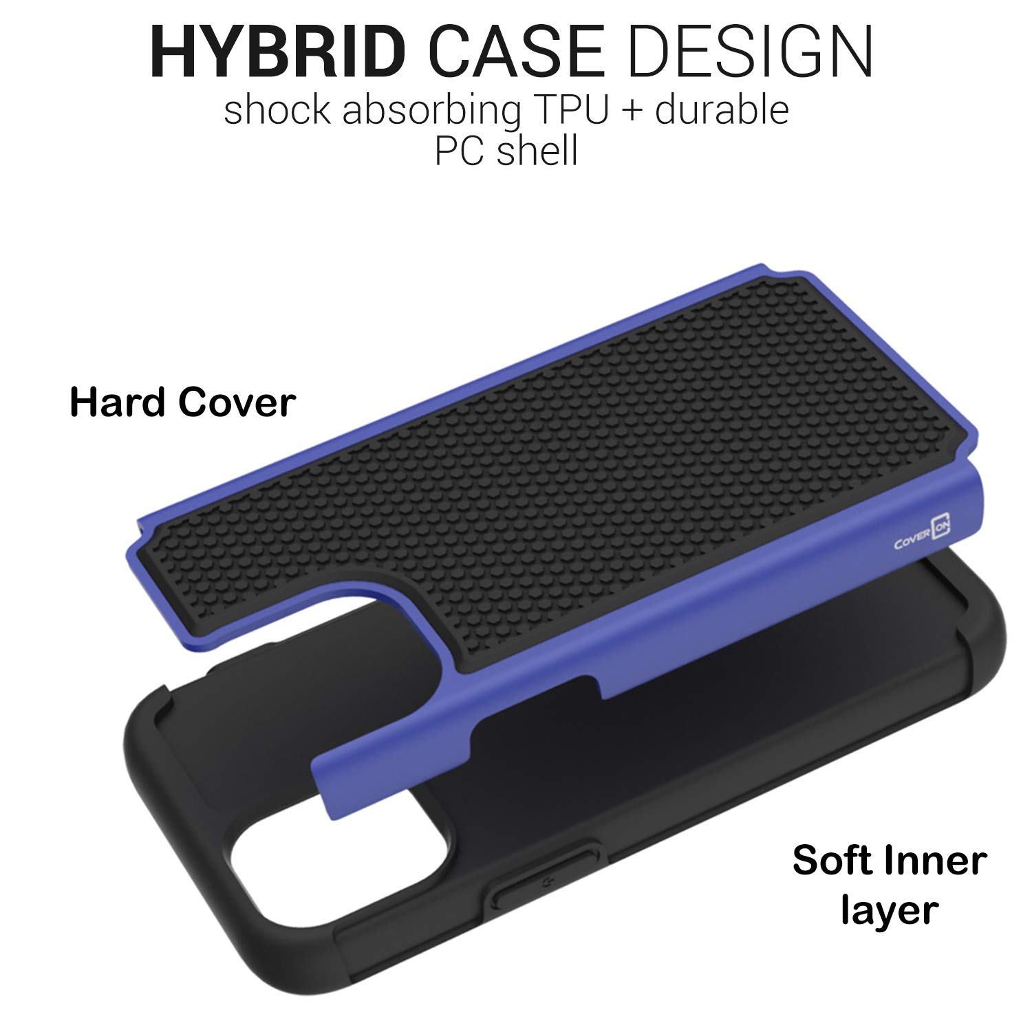CoverON Grip Case for Apple iPhone 12 & iPhone 12 Pro (6.1 Inch) - Shockproof Dual Layer Protective Phone Cover in Blue | Perfect for Outdoor Activities, Sports & Daily Use