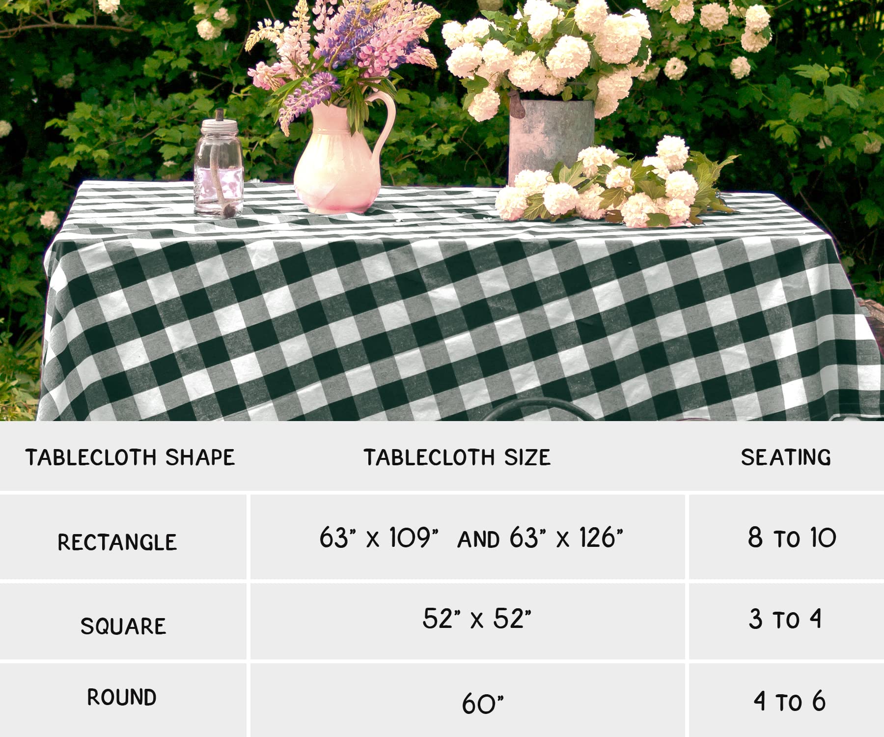 Green & White Buffalo Plaid Tablecloth - Heavy Duty Washable Cotton Linen Gingham Table Cover for Kitchen, Dining Room, Holiday, Picnic | Farmhouse Style Spring & Easter Decor | 63x109 Inches