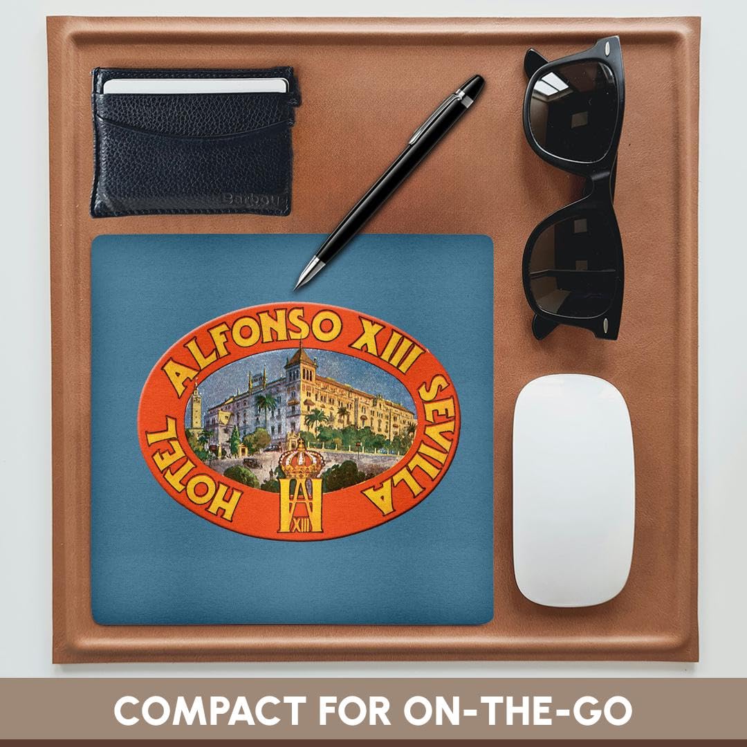 3D Rose Alfonso XIII Sevilla Hotel Luggage Label Reproduction Mouse Pad - Non-Slip Rubber Base, Perfect for Office, Gaming & Home Computer Use (mp_170516_1)