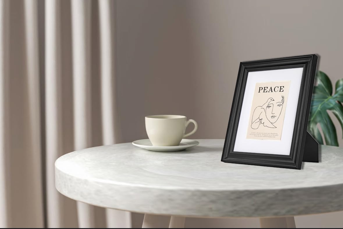 8x10 Picture Frames Black - 2 Pack Wooden Photo Frames with 5x7 Mat for Tabletop & Wall Display - Perfect for Home Decor, Office, Wedding Photos and Family Portraits