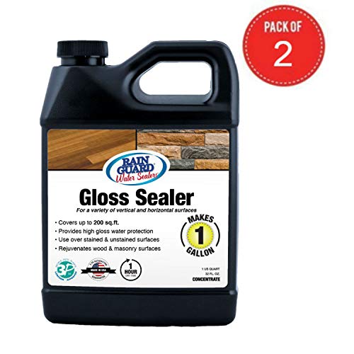 Rainguard Pack of 2 Concentrate (Makes 1 Gallon) - Premium High Gloss Wood & Masonry Waterproof Sealer - Protect Decks, Fences & Concrete from Rain & Moisture Damage