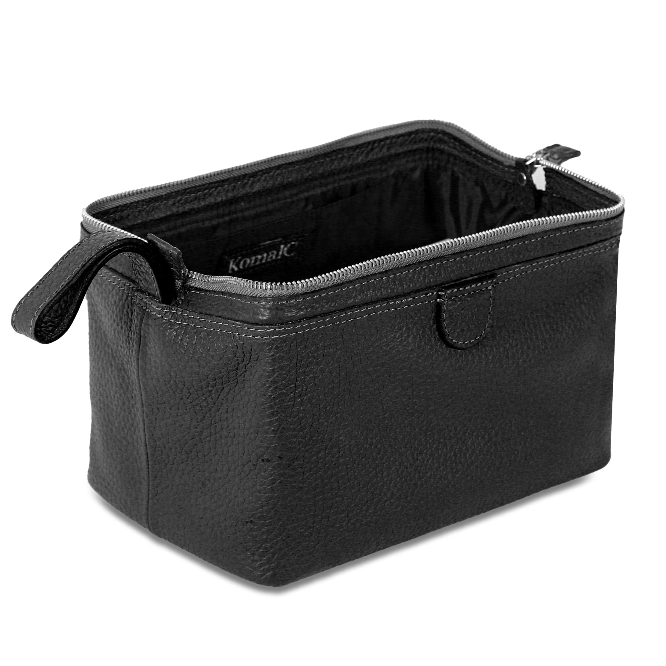 Premium Large Leather Toiletry Bag for Men & Women - Travel Dopp Kit Wash Bag (Black) | Perfect for Gym, Business Trips & Vacation Essentials