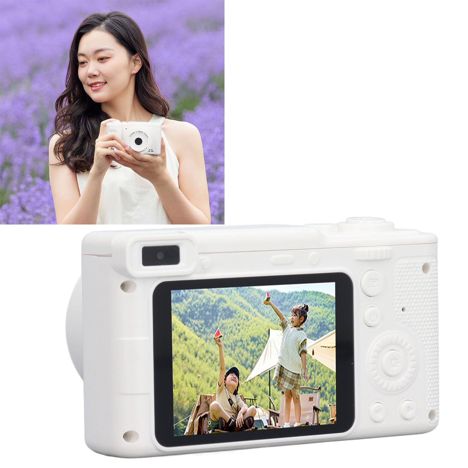 **2.4inch IPS HD Digital Camera with Tripod & Autofocus - 8X Zoom Vlogging Camera for Kids, Selfie & Video Photography (White) - Perfect for Travel, YouTube & Family Moments**