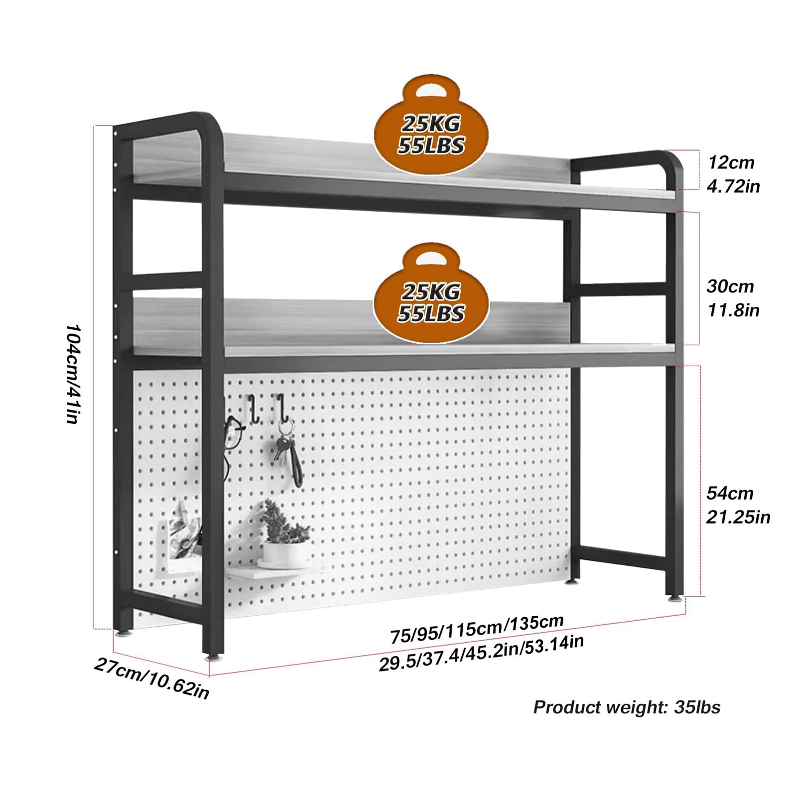 2 Tier Industrial Desktop Bookshelf - Sturdy Freestanding Storage Rack for Office, Home & Kitchen | Computer Desk Organizer, Book Display Shelf (75cm) - Perfect for Small Spaces & Workspace Organization