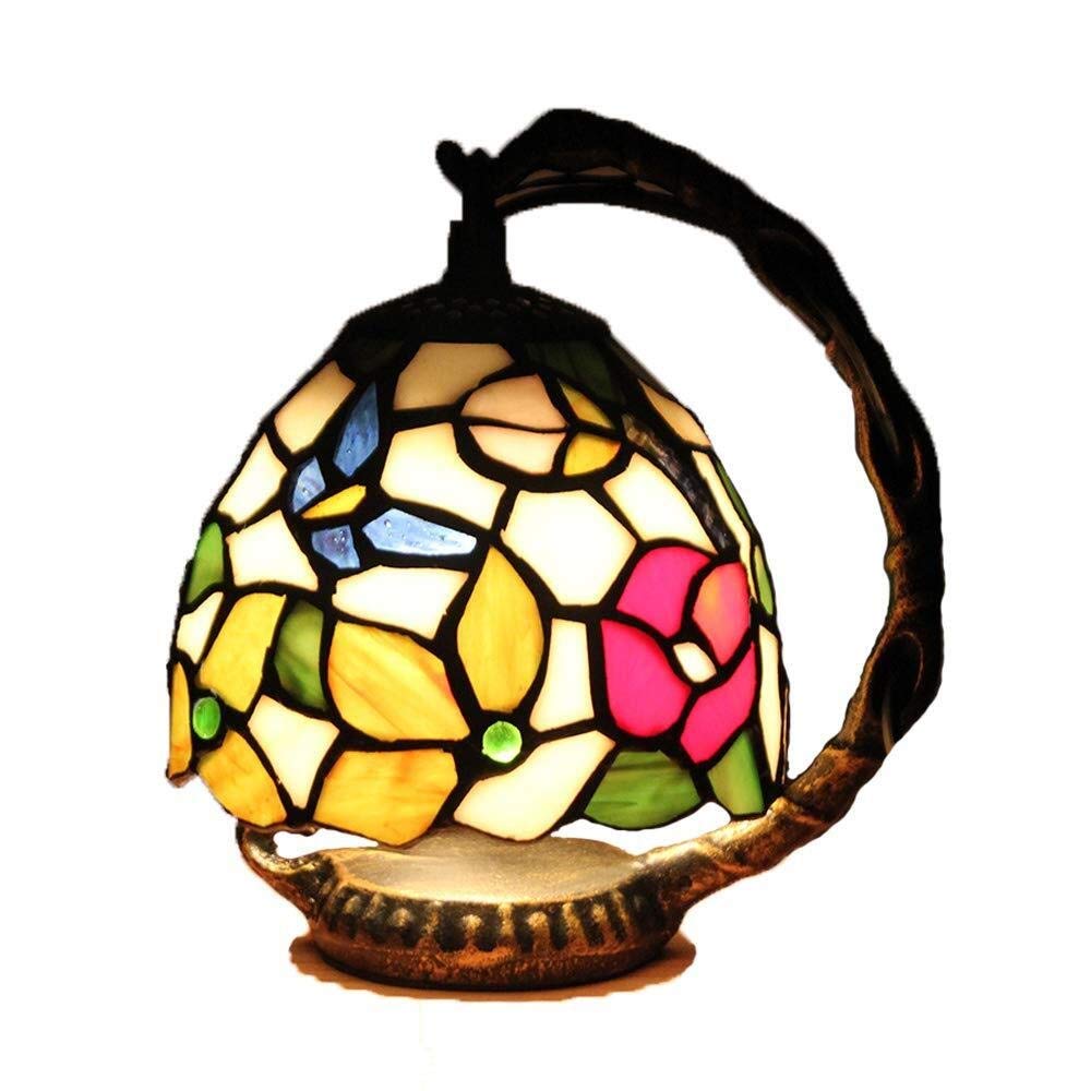 Handcrafted Tiffany Table Lamp with Blue Butterfly Stained Glass Shade - 5 Inch Mini Night Light with LED Bulb & UK Adapter - Perfect for Living Room, Bedroom, Nightstand & Home Decor