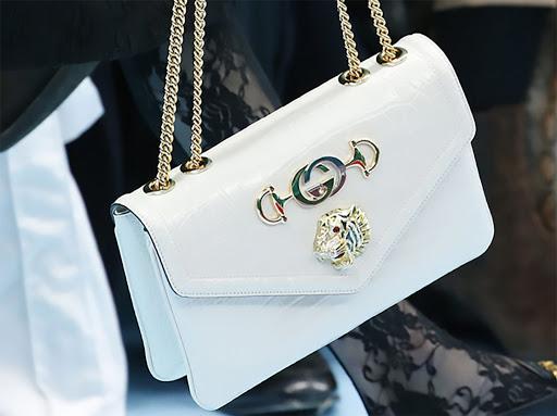 Gucci Rajah Medium Shoulder Bag for Women - White Leather Crossbody Purse with Tiger Head Detail | Perfect for Work, Travel & Evening Events
