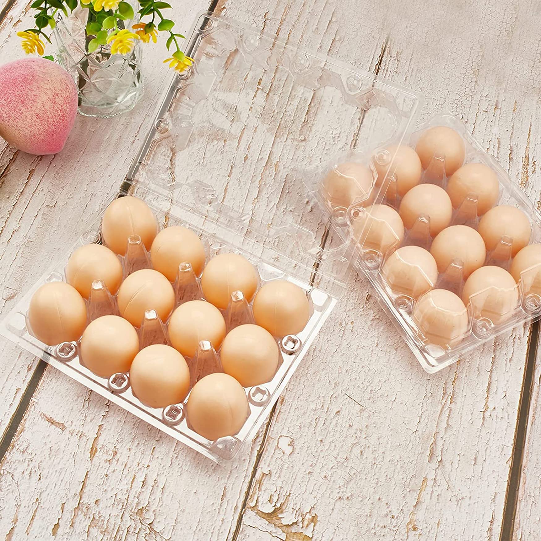 60 Pack Clear Plastic Egg Cartons - 1 Dozen Reusable Empty Egg Containers for Chicken Eggs | Bulk Farm & Commercial Use | 3x4 Grid Design | Ideal for Home Ranches, Farmers Markets & Grocery Displays