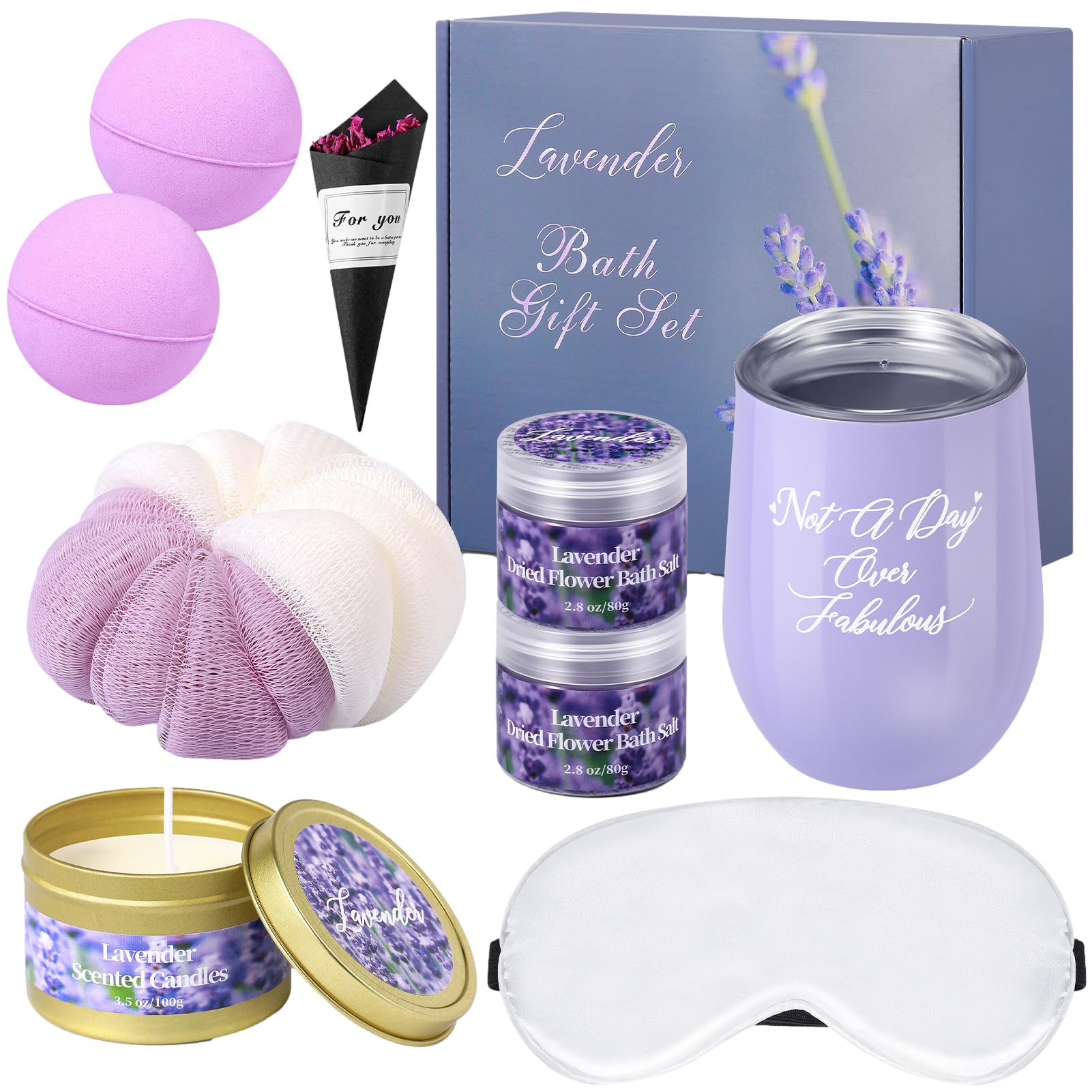 Lavender Scented Spa Gift Set for Women - Relaxing Bath & Body Care Bundle with Aromatherapy - Perfect Gift for Mother, Wife, Sister, Friend & Colleagues - Ideal for Self-Care, Birthday, Anniversary & Stress Relief
