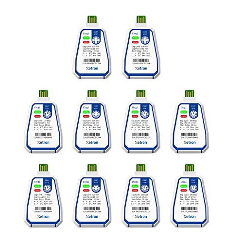 Xetron 10-Pack Disposable Temperature Data Logger - 150 Days Monitoring, USB Food Truck Temp Recorder for Cold Chain Supply, Medicine & Food Transportation | Ideal for Vaccine Storage, Restaurant Compliance & Perishable Goods Shipping