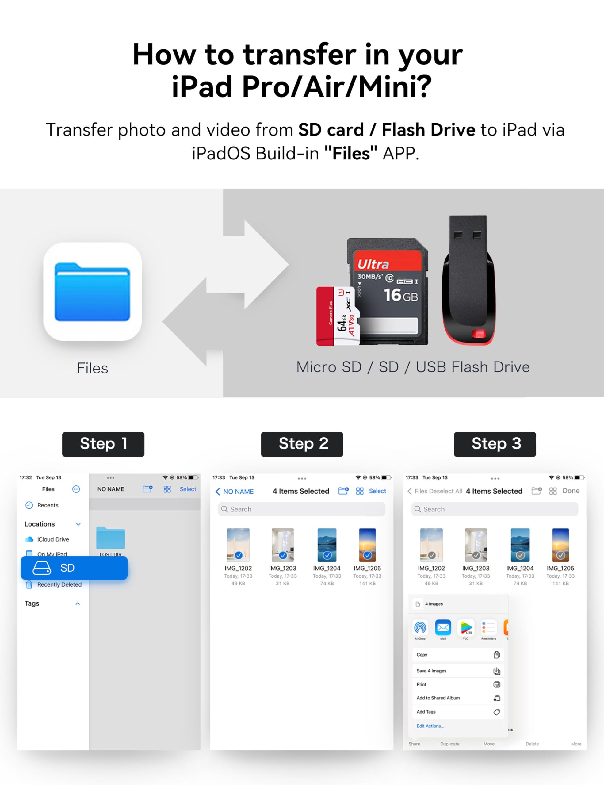 BNMXTEK USB C to SD Card Reader - High Speed USB 3.0 Memory Card Adapter for SD/MicroSD - Compatible with iPhone 15 Pro Max, iPad Pro/Air/Mini, MacBook Pro/Air, Windows PC - Perfect for Photo Transfer, Video Editing & Data Backup