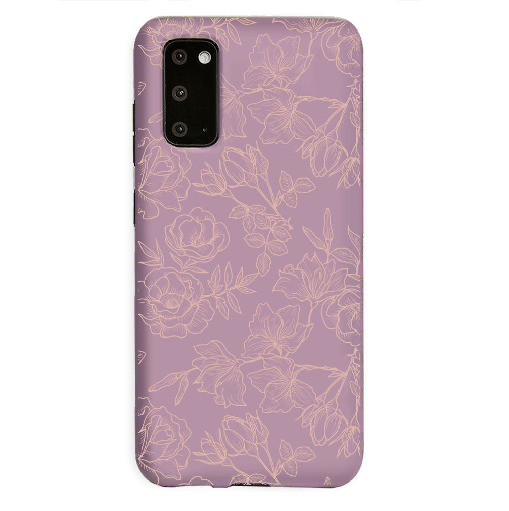 Dusty Rose Chrome Floral Samsung Galaxy Phone Case - Elegant Protective Cover for Galaxy S21/S22/S23 - Perfect for Everyday Use, Work & Travel