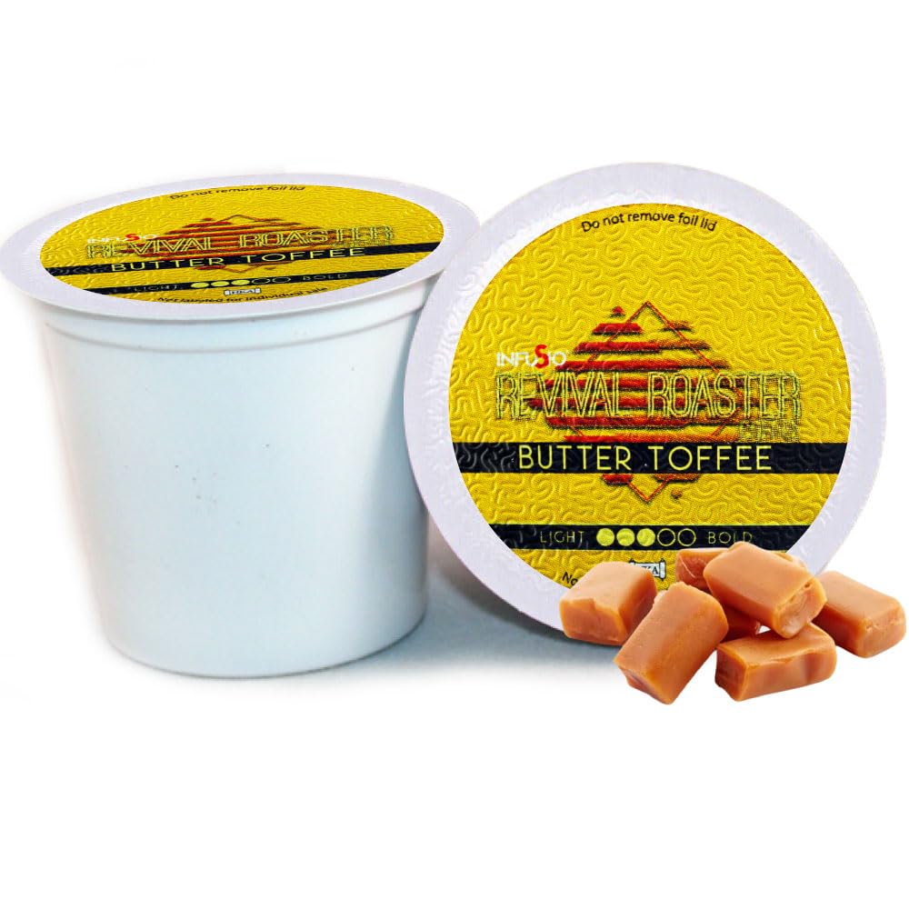 InfuSio Butter Toffee Coffee Pods for Keurig K-Cup Brewers - 96 Count Premium Roasted Single Serve Coffee Pods - Perfect for Home, Office & Morning Brews