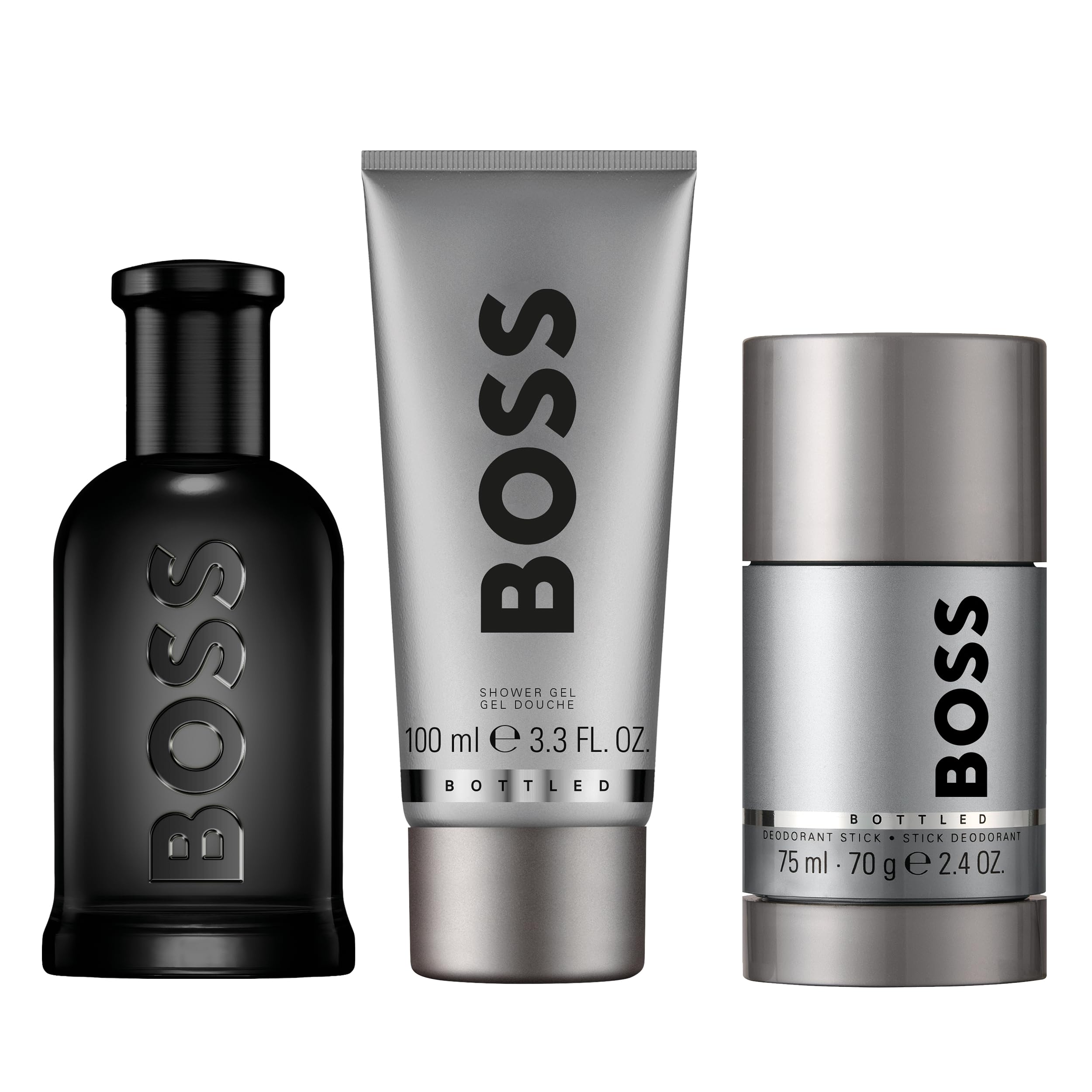 Hugo Boss Men's 3-Piece Bottled Perfume Gift Set - Eau de Toilette Cologne for Men, Luxury Fragrance Set for Gifts, Date Night & Special Occasions