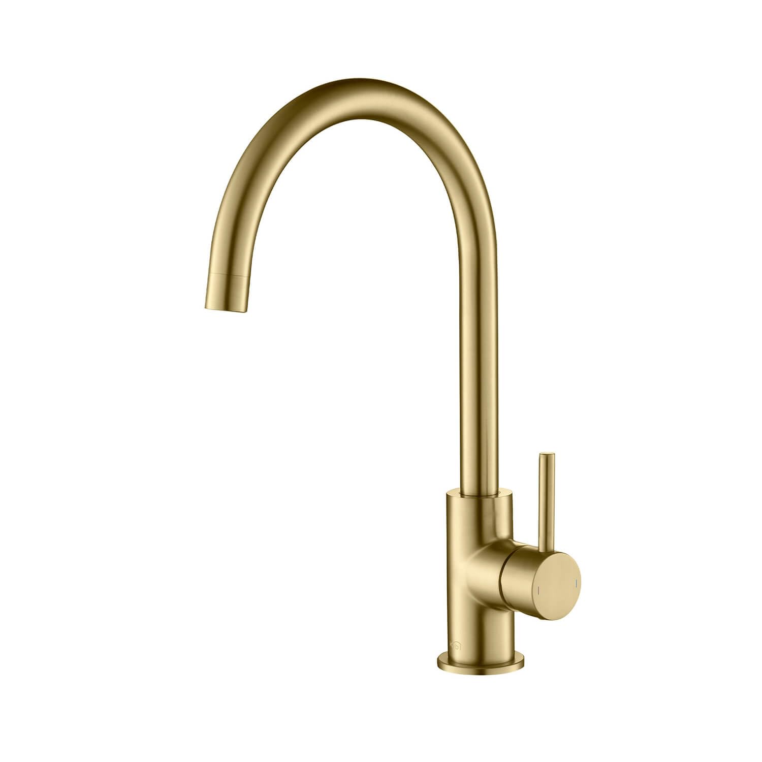 KIBI KKF2001 High Arc Single Hole Kitchen Faucet - 360° Swivel Spout Brushed Gold Finish | Rust & Corrosion Resistant | Perfect for Modern Farmhouse, RV, and Small Kitchen Sinks