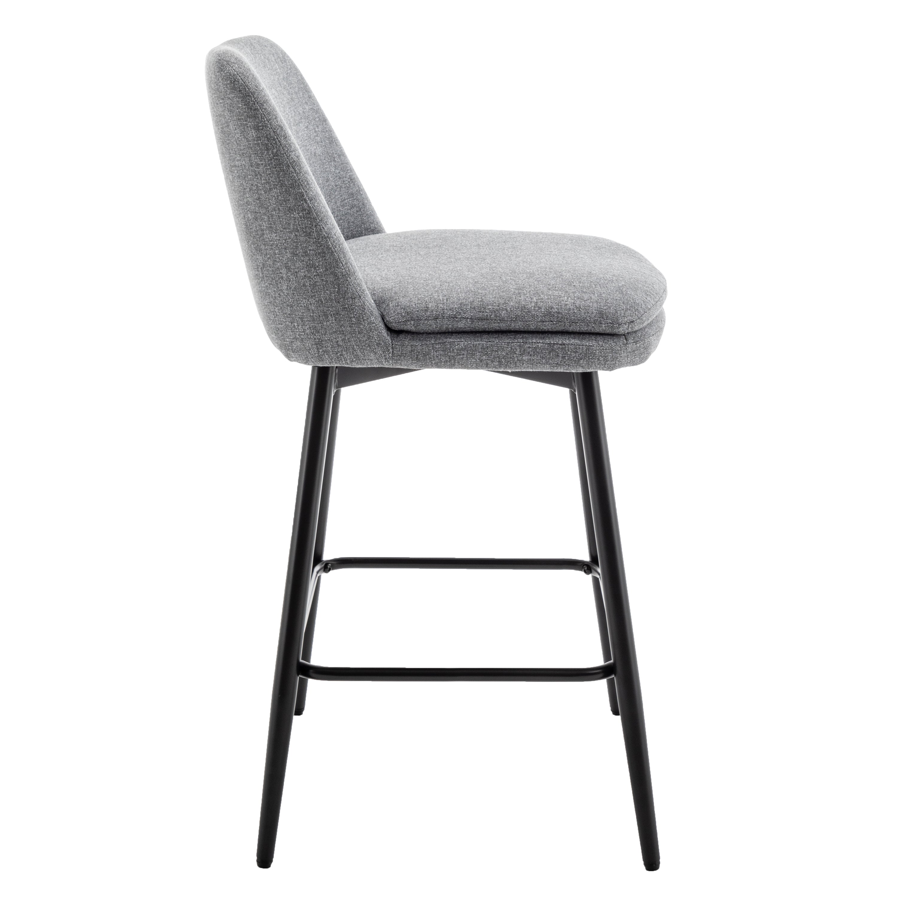 360° Swivel Counter Height Bar Stools Set of 2 - Upholstered with Back Support & Sturdy Metal Legs, 25.6