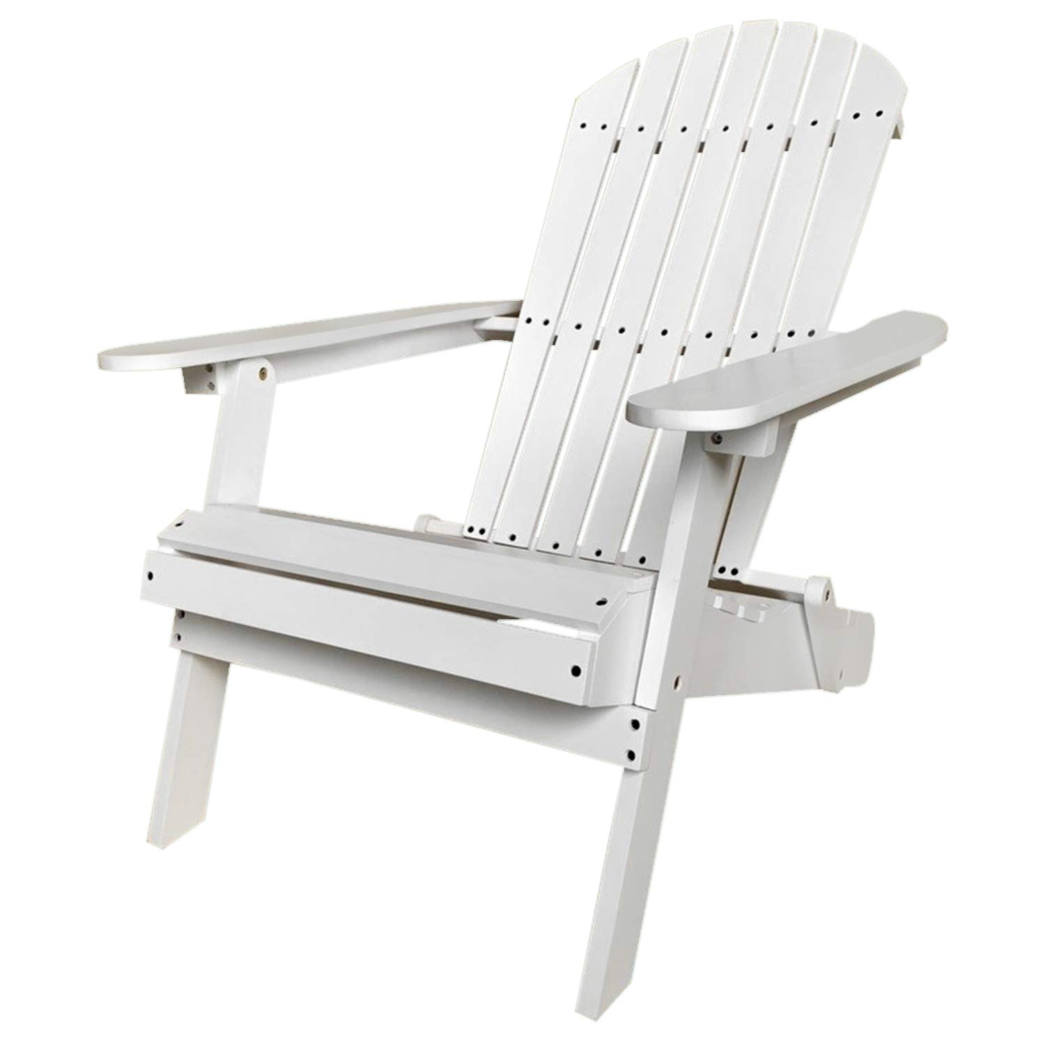 Premium Folding Adirondack Chair - Natural Wood Patio Furniture for Outdoor Relaxation in Garden, Yard, or by Fire Pit - Comfortable Lawn Seating for Adults with Weather-Resistant White Finish - Perfect for Backyard Lounging, Poolside Relaxation, and Camping Trips