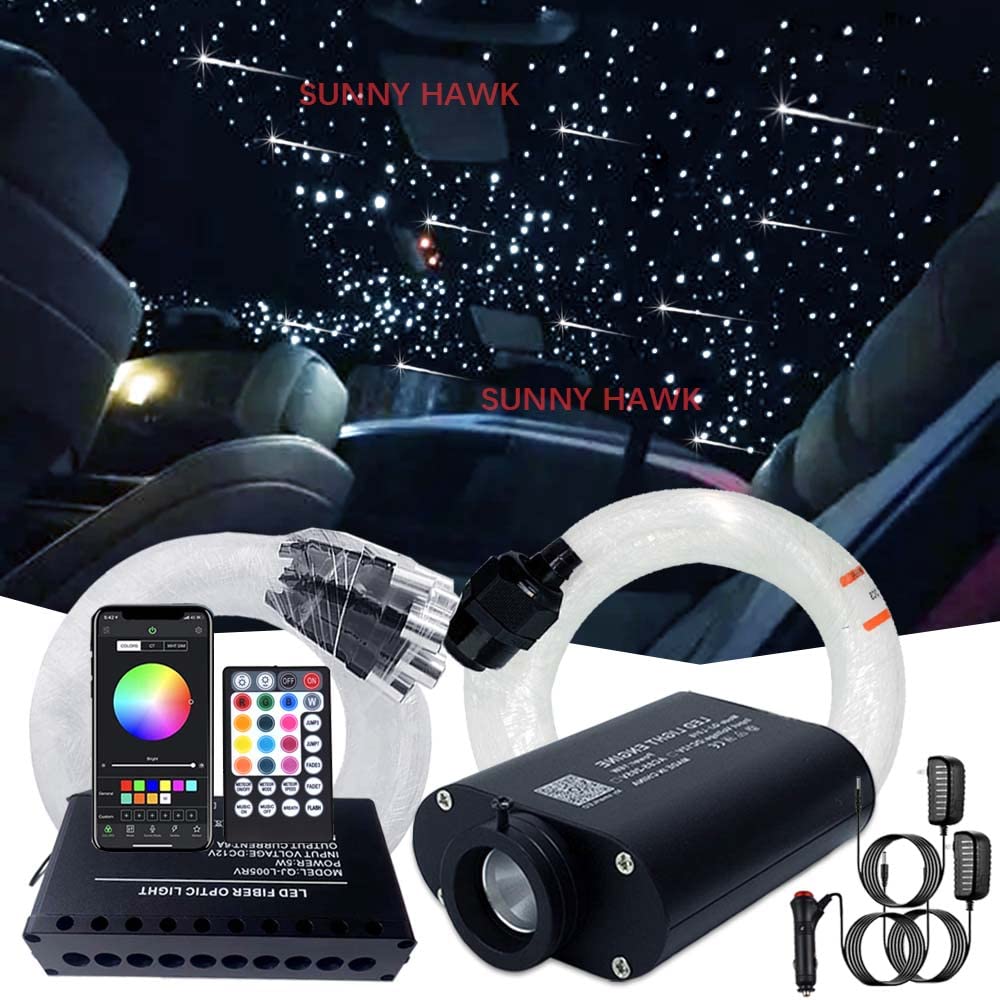 16W RGBW LED Fiber Optic Star Ceiling Kit with Bluetooth APP & 28-Key Remote - 460pcs Mixed Sizes (0.03in/0.04in/0.06in) 13.1ft + Meteor Effect - Perfect for Bedroom, Home Theater, and Ceiling Decor