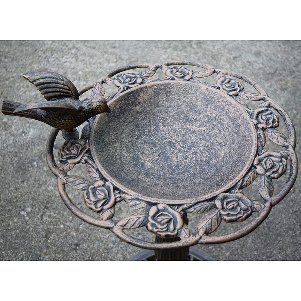 Premium Rose Bird Bath - Elegant Garden Decoration for Outdoor Bird Watching & Relaxation | Perfect for Backyard, Patio, and Garden Decor