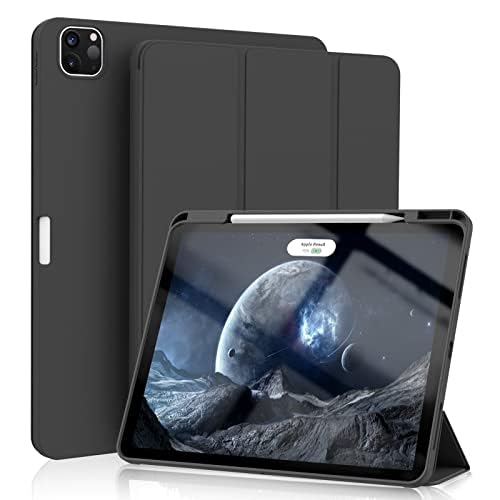 Premium iPad Pro 12.9 Case (6th/5th Gen 2022/2021) & iPad Air 13 Case (M3/M2 2025/2024) - Shockproof Trifold Stand Cover with Apple Pencil Holder & Auto Wake/Sleep | Perfect for Work, Travel & Home Use - Black