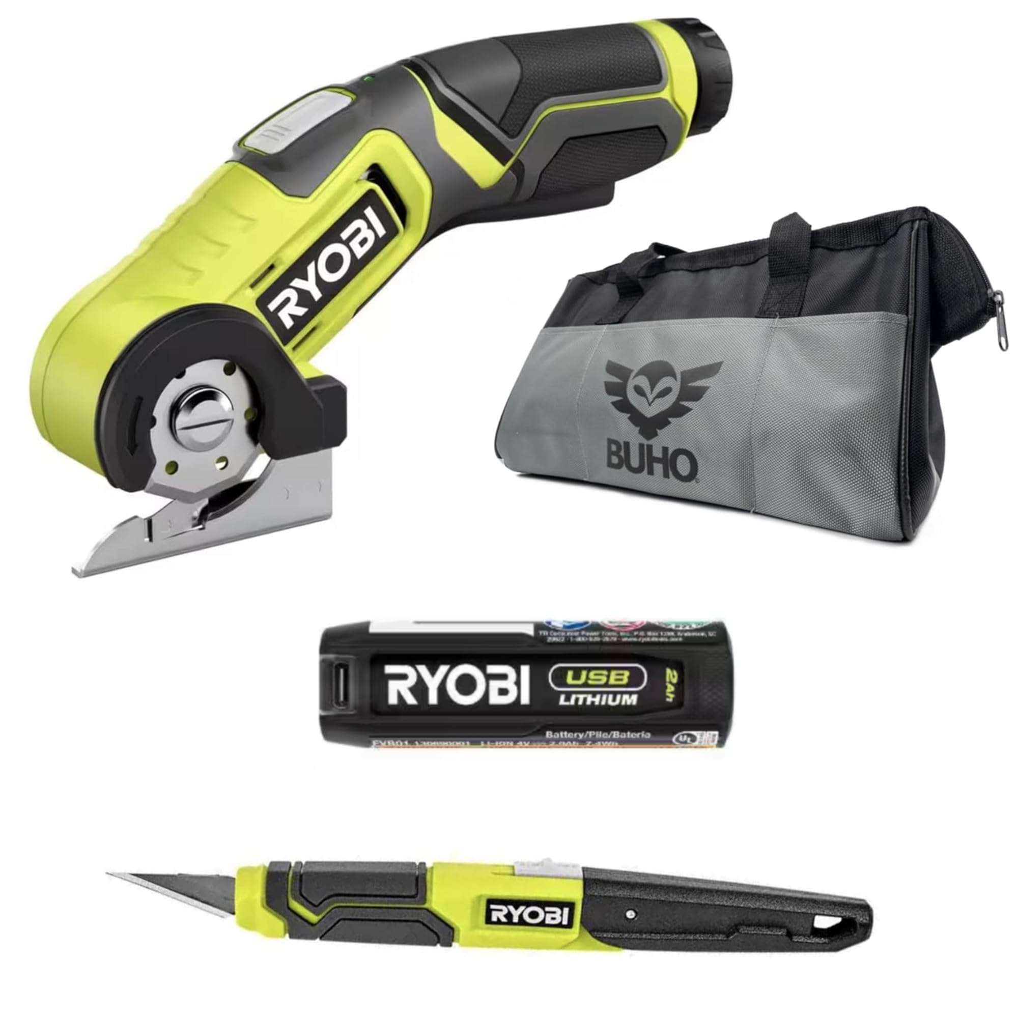 Cordless Power Cutter & Quick Change Knife Set with Tool Bag - USB Lithium Battery for Cardboard, Plastic, Carpet & Rubber Cutting | DIY Projects, Home Renovation & Crafting