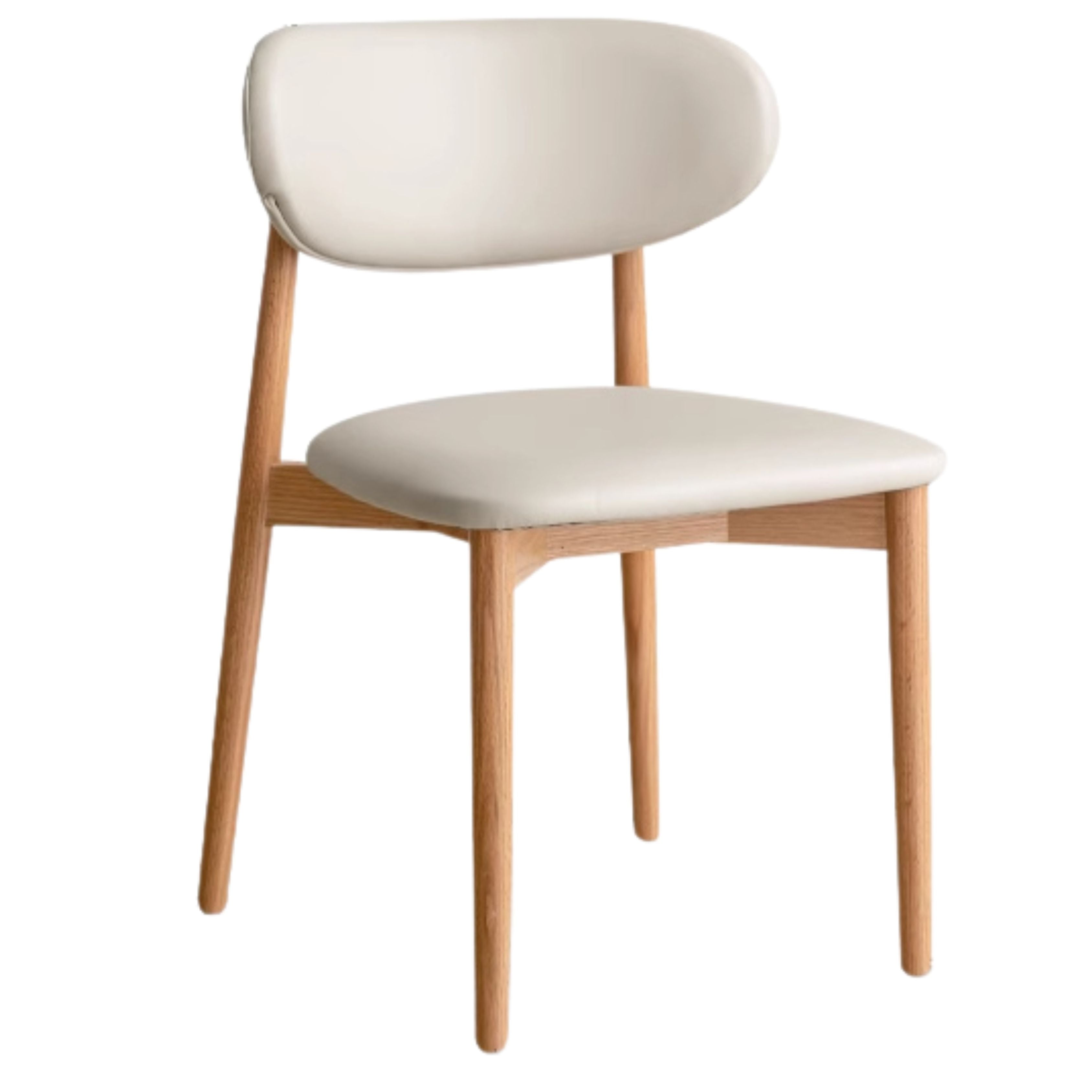 20.4х20.9х29.9 inch / 52х53.5х76.5 cm / Natural wood color /  4 pcs oak dining chair organic leather milky white