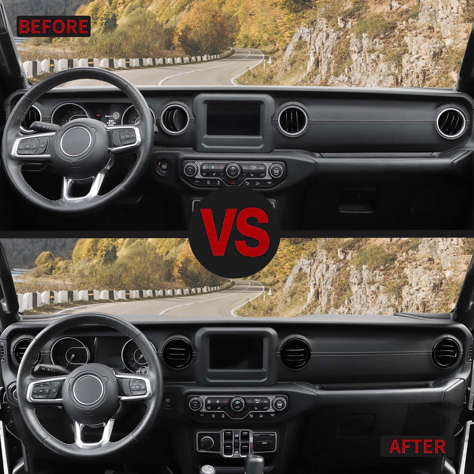 Jeep JL Dash Air Vent Outlet Bezel & Ventilation Grille Trim - ABS Black Interior Accessory for 2018-2023 Jeep Wrangler JL/JLU & Gladiator JT - Perfect for Off-Roading & Custom Interior Upgrades