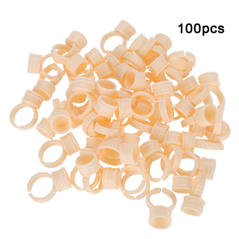 100-Piece Disposable Silicone Ring Glue Holders & Ink Cups - Pigment Containers for Eyelash Extensions, Makeup Tools, Eyebrow Tinting - Perfect for Salon Professionals & DIY Beauty Enthusiasts