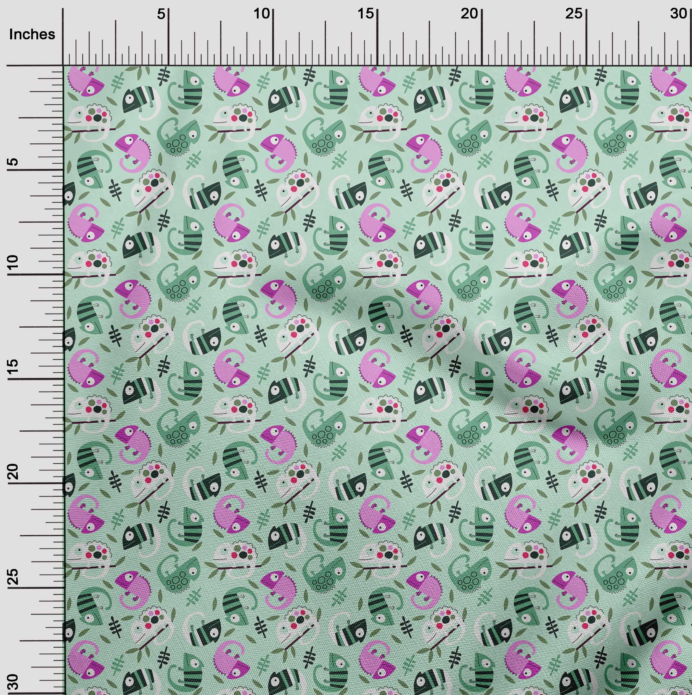 Premium Cotton Flex Light Mint Green Fabric - Soft Kids Animal Print Quilting & Sewing Material by The Yard (40