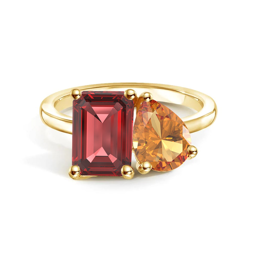 Personalized Toi et Moi Ruby Birthstone Ring for Women - Custom Anniversary, Engagement & Wedding Jewelry Gift - Perfect for Romantic Occasions & Special Celebrations
