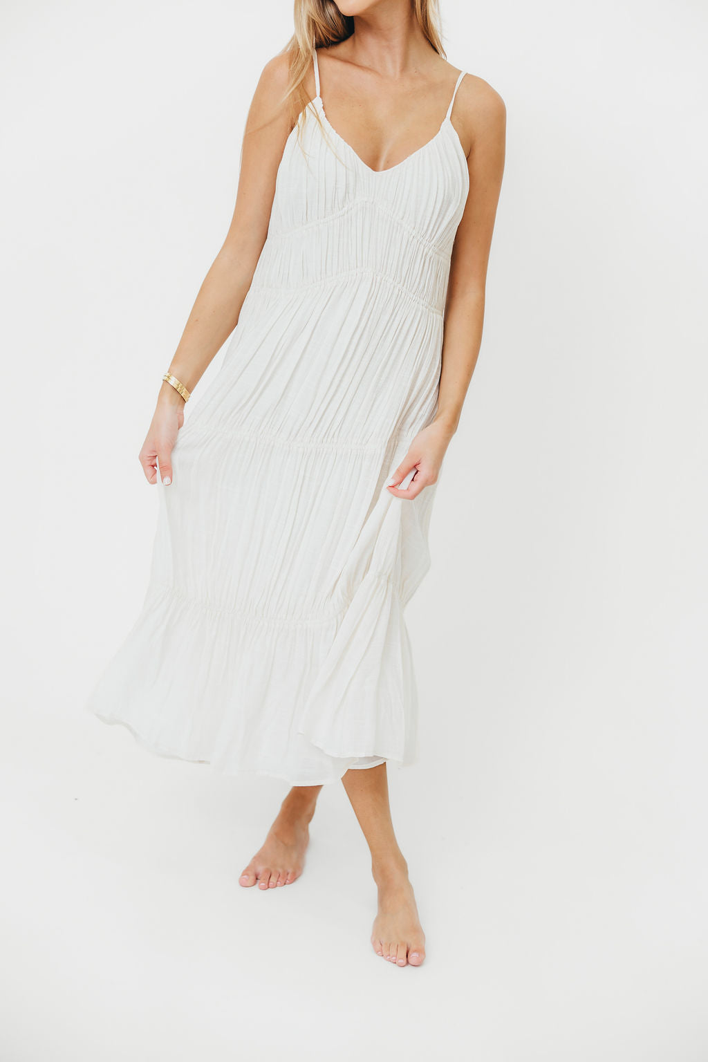 The Kendra Midi Dress in Cream | Elegant Women's Floral Summer Dress | Perfect for Weddings, Parties & Date Nights