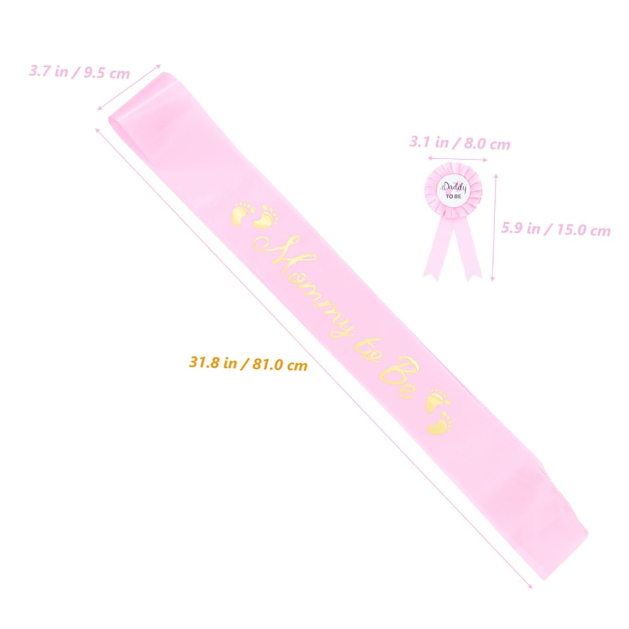 2 Sets Maternity Belt & Shower Badge Pins for Mom and Dad to Be - Comfortable Pregnancy Support & Gender Reveal Party Accessories - Perfect for Baby Showers, Maternity Photos, and Parenting Announcements