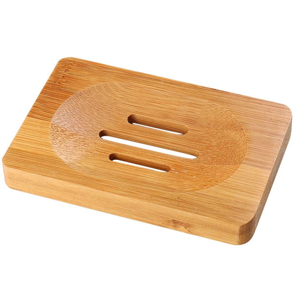SHKI Wooden Bamboo Soap Holder - Bathroom Shower Soap Dish with Drainage, Soap Storage Box for Bath, Shower & Sink - Perfect for Spa, Hotel & Home Decor