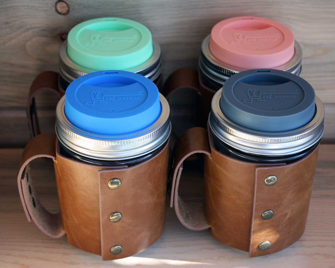 Premium Faux Leather Sleeve with Handle for Wide Mouth Mason Jars - Insulated Travel Mug Cover for 16oz Pint Canning Jars - Perfect for Coffee, Tea & Hot/Cold Beverages On-The-Go