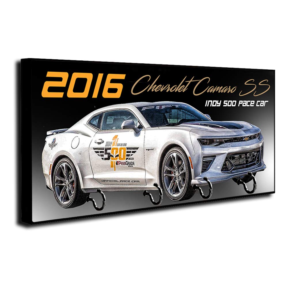 Brotherhood 2016 Camaro SS Indy 500 Pace Car Key Holder - Wall Mount Key Organizer Rack for Home, Office & Garage - Durable Key Hanger with Decorative Hook for Keys, Rings & Accessories - Perfect for Car Enthusiasts & Organized Living Spaces