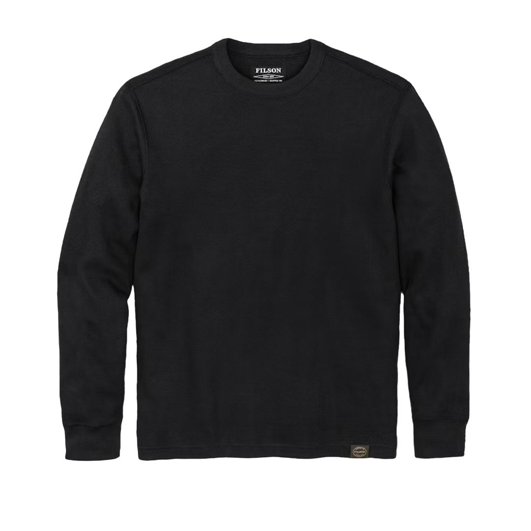 Filson Men's Waffle Knit Thermal Crewneck Sweatshirt - Navy Blue | Warm Winter Layering for Outdoor Activities & Casual Wear
