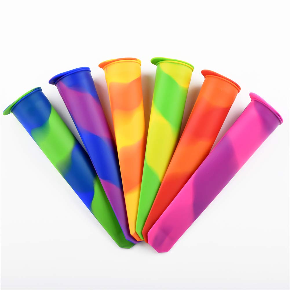 Best Silicone Ice Pop Molds Set of 6 - Reusable Popsicle Maker with Mixed Colors for Homemade Frozen Treats - Perfect for Summer Parties, Kids Snacks & Healthy Desserts