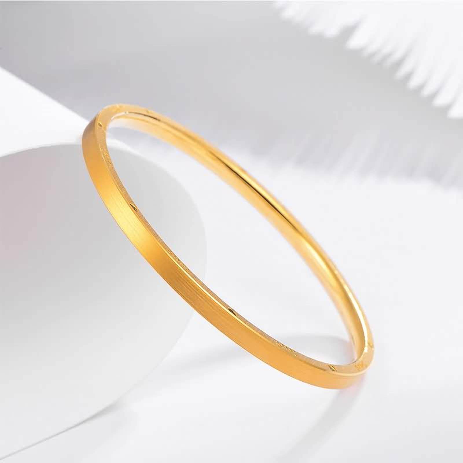 18K Yellow Gold Engraved Bangle Bracelet for Women - Personalized Random Pattern Jewelry Gift for Anniversary, Birthday & Special Occasions