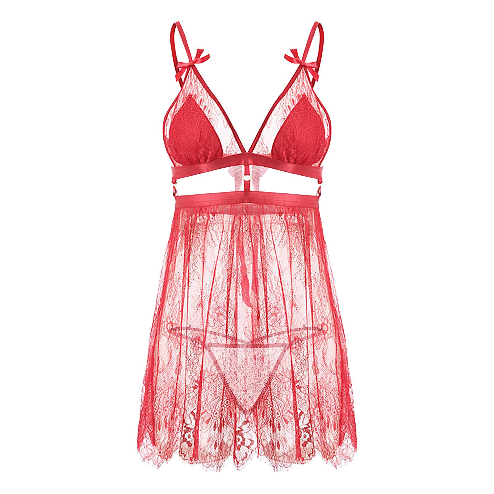 Plus Size Lace Camisole Nightdress - Women's Sexy Lingerie Pajama Set for Sleepwear & Boudoir - Comfortable Fashion Underwear for Curvy Women
