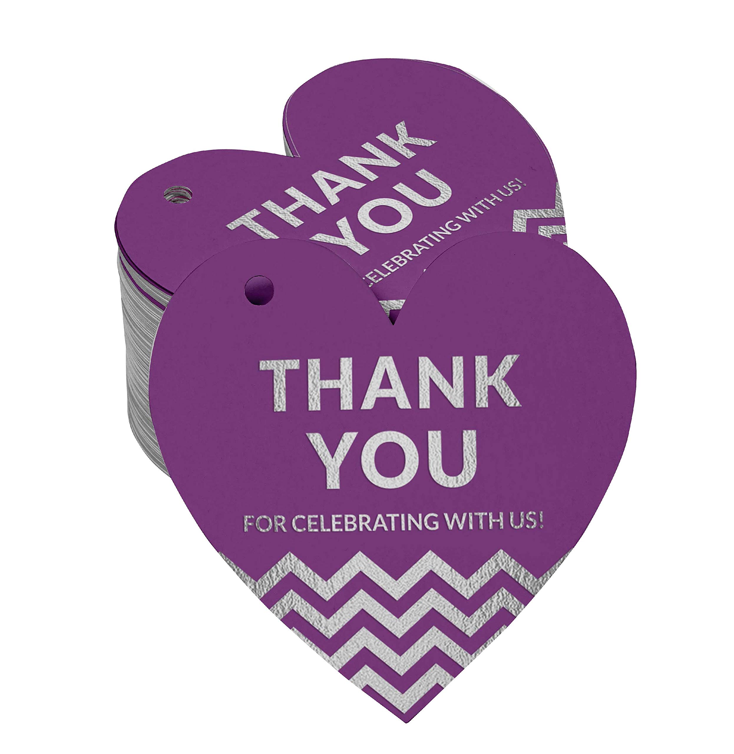 100pcs Silver Foil Thank You Tags for Bridal Shower, Baby Shower, Wedding, Birthday & Retirement Party Favors - Elegant Hanging Gift Tags for DIY Crafts & Celebrations