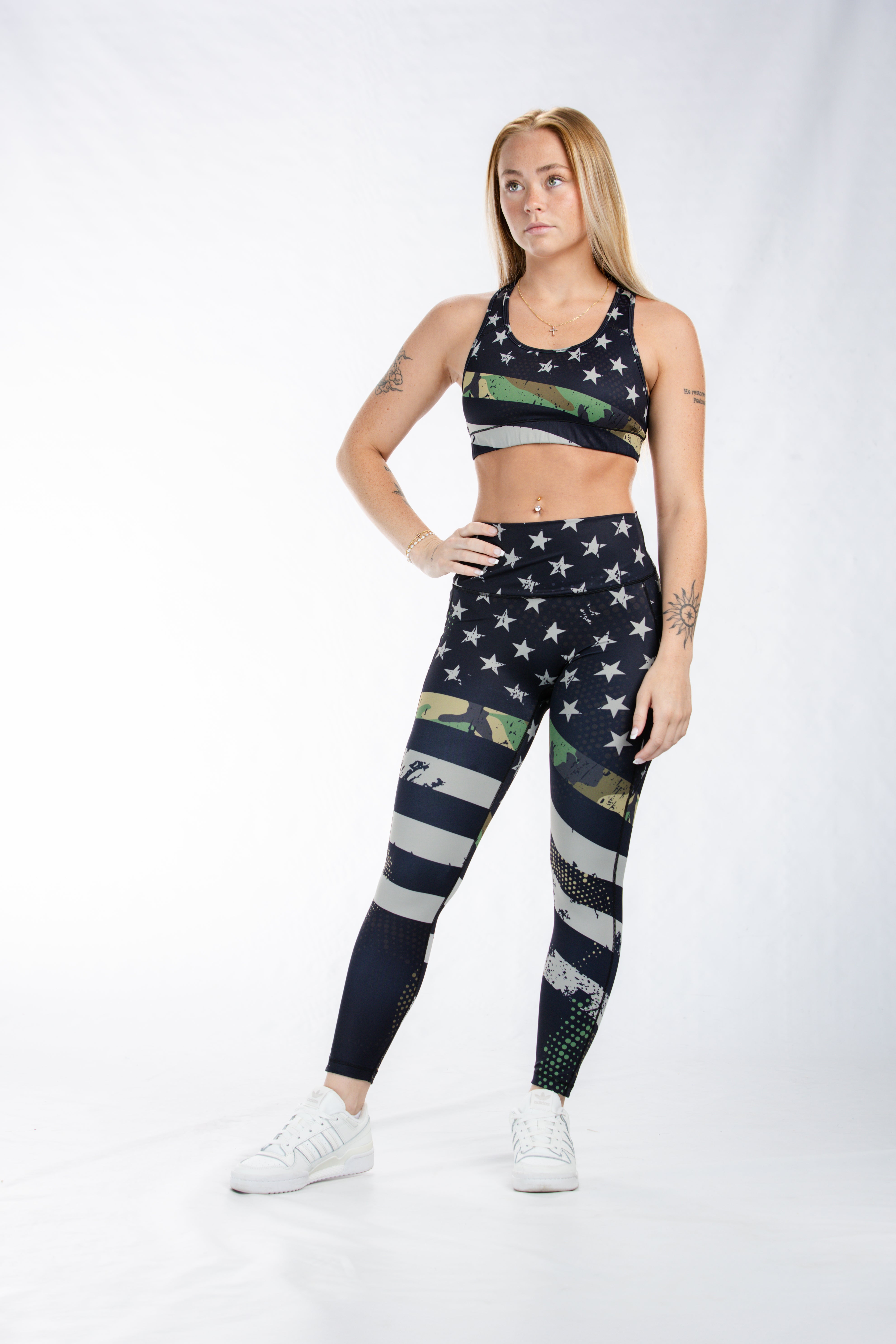 Empowered Camo Leggings for Women - High Waisted Yoga Pants with Pockets - Perfect for Workouts, Running & Casual Wear
