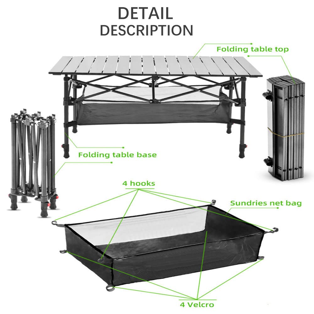 Adjustable 2-Level Height Folding Camping Table - Lightweight Aluminum Portable Picnic Table with Carrying Bag - Perfect for Outdoor BBQ, Beach Parties, Camping & Travel (Black) - Great for Backyard Gatherings, Tailgating & Picnics