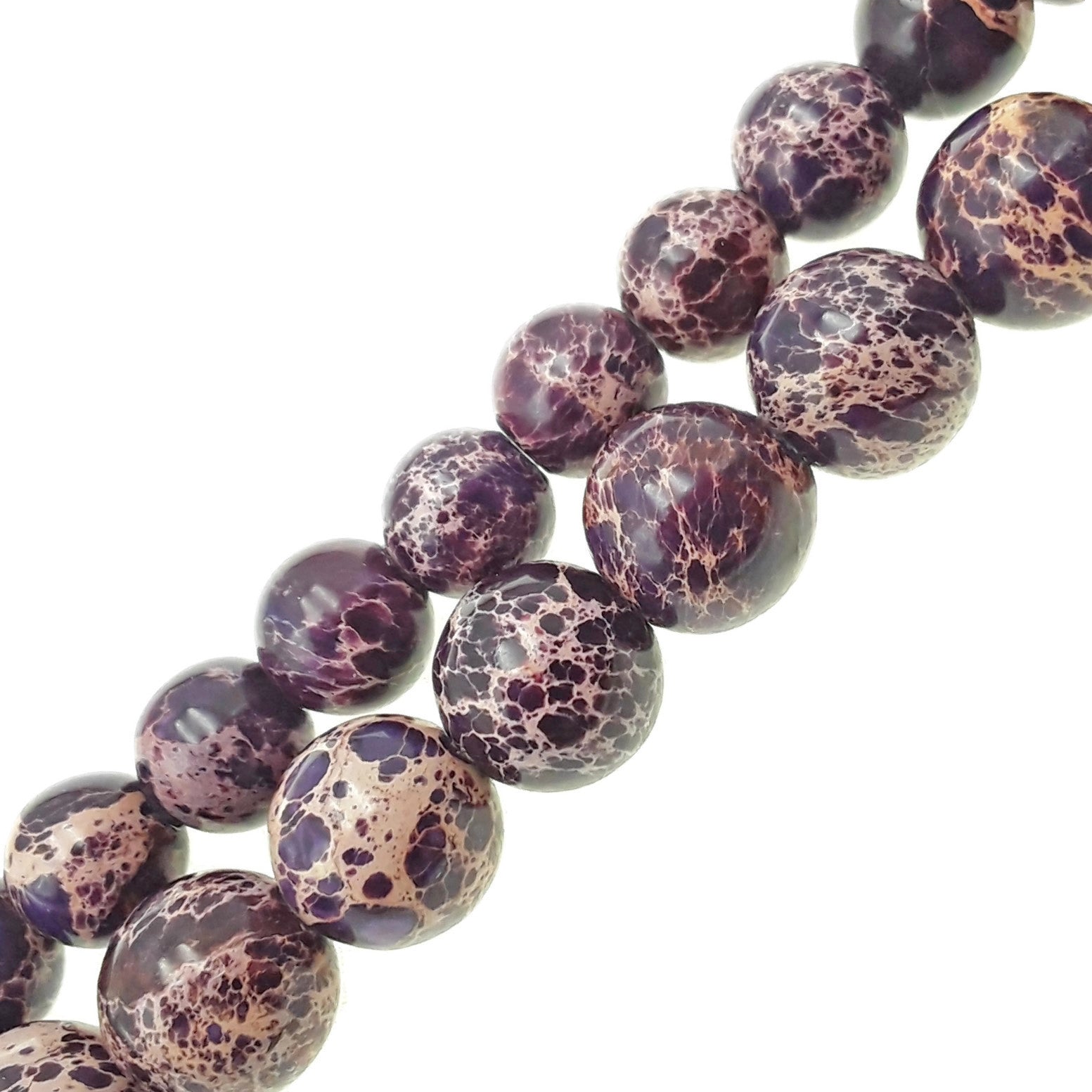 2.0mm Large Hole Dark Purple Sea Sediment Jasper Smooth Round Beads 8mm 10mm 15.5mm Standard Size - Perfect for Jewelry Making, DIY Crafts, Bracelets & Necklaces