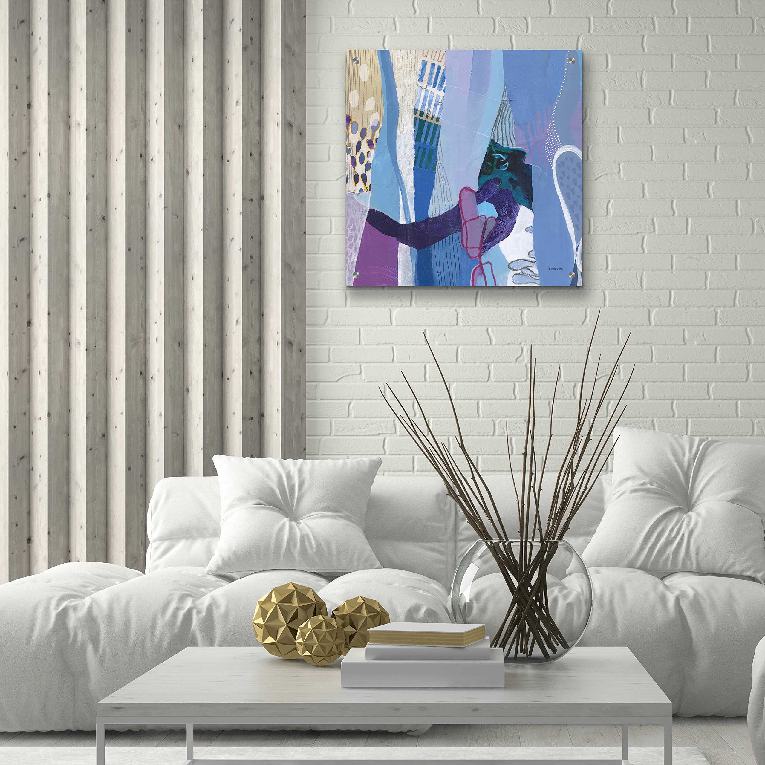 Epic Art 'Periwinkle' by Kathy Ferguson - 24x24 Inch Acrylic Glass Wall Painting - Modern Home Decor for Living Room, Bedroom & Office